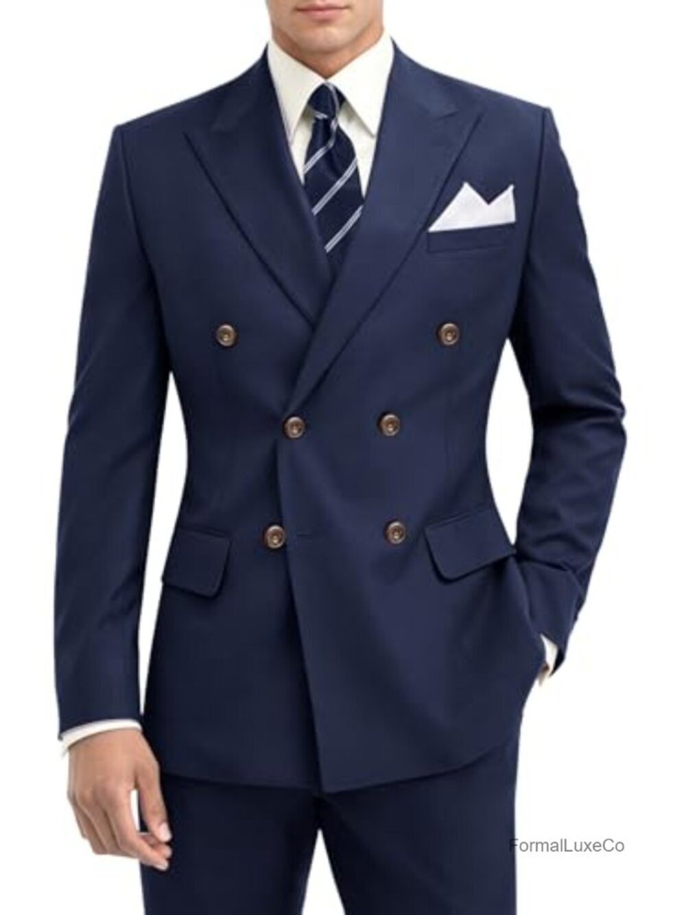 Formal Suits for Men 2 Piece Double Breasted Slim Fit Tuxedo Set